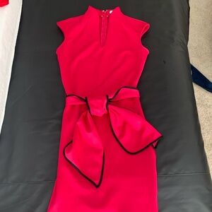 NEW YORK & COMPANY Stretch Hot Pink Dress W/Large Sash Tie